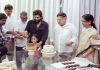 PICS: Allu Arjun cuts cake with daughter Allu Arha, team Pushpa to celebrate National Film Award; greets fans