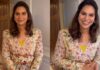 Upasana Konidela serves floral energy in her maxi dress as she accompanies Ram Charan at Padma Vibushan award ceremony