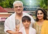 Ajith Kumar flaunts his spiritual tattoo for 1st time in temple visit with wife Shalini and son Aadvik – PICS