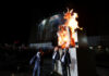 Iranians burn Trump, Netanyahu effigies at warship victim rally