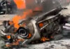 Vehicles burn in Israel after being hit with Iranian projectile debris | US-Israel war on Iran